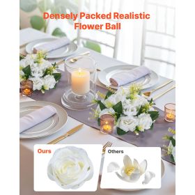 Flower Balls Arrangement Bouquet 10 PCS, 9.5-Inch Diameter Artificial Flower Balls Wedding Rose Centerpieces