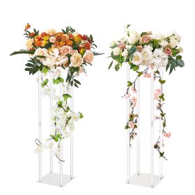 2PCS 31.5inch High Wedding Flower Stand, With Acrylic Laminate,Acrylic Vase Column Geometric Centerpiece Stands