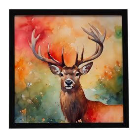 Deer Stag Framed Metal Print Bathroom, Kitchen, Office, Home Decor Wall Art Ready to Hang, Square, 8X8