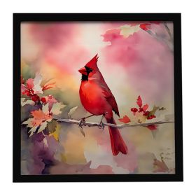 Cardinal Framed Metal Print Bathroom, Kitchen, Office, Home Decor Wall Art Ready to Hang, Square, 8X8