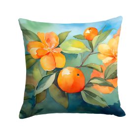 Florida Orange Blossom in Watercolor Throw Pillow Machine Washable, Indoor Outdoor Decorative Pillow for Couch, Bed or Patio, 18Hx18W