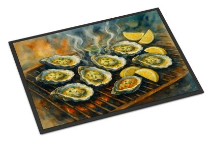 Oysters on the Grill Doormat Front Door Mat Indoor Outdoor Rugs for Entryway, Non Slip Washable Low Pile, 24H X 36W
