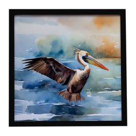 Pelican Framed Metal Print Bathroom, Kitchen, Office, Home Decor Wall Art Ready to Hang, Square, 8X8
