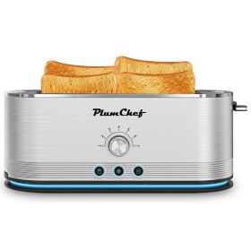 4-Slice Toaster, 7 Settings, Defrost, Reheat, Removable Crumb Tray, Full Body Stainless Steel Housing, Anti-Fingerprint, Anti-Jam, 1350W, Silver, (Option: KRT6061)