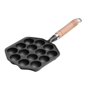 14 Holes Takoyaki Pan Nonstick Cast Iron Octopus Meat Balls Mold Maker With Detachable Handle For Home Pancake Baking (Option: Default)