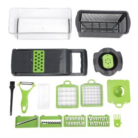 Vegetable Chopper With 1.5L Container Manual Food Veggie Cutter Kitchen Gadgets For Potatoes Tomatoes Cucumbers Carrots (Option: Default)