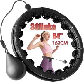 Weighted Infinity Exercise Hoop - 64in 30 Links Smart Hoop for Adult Weight Loss (Color: 30-Black)