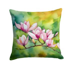 Mississippi Magnolia in Watercolor Throw Pillow Machine Washable, Indoor Outdoor Decorative Pillow for Couch, Bed or Patio, 18Hx18W (Default: Default)